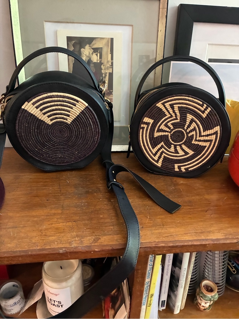 African design, leather bags: Handwoven